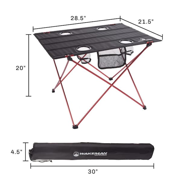 Camping Table Beach Table 2 Cup Holders with Steel Frame Lightweight 600D  Oxford Folding Picnic Table with Carrying Bag Fishing Table Portable for