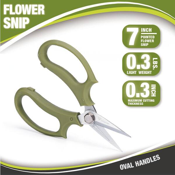 Worth Garden 7 in. Garden Hand Flower Snip Oval Handles