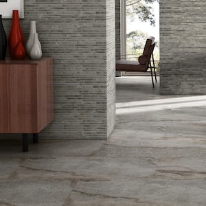 Dominion Slate Gray 11.81 in. x 23.62 in. Matte Porcelain Floor and Wall Mosaic Tile (1.93 sq. ft./Each)