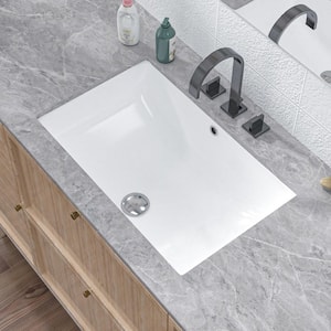 23.5 in. Rectangular Undermount Bathroom Sink in White Vitreous China with Overflow Drain