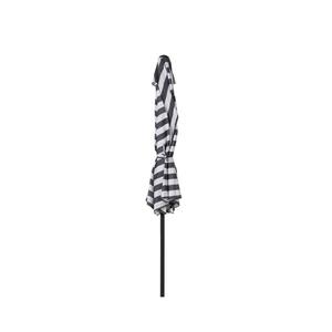Taylor 9 ft. Market Umbrella with Tilt and Crank with Base Included in Gray/White Stripe