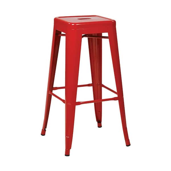 OSP Home Furnishings Patterson 30 in. Red Bar Stool (Set of 2)