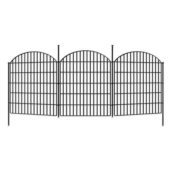 239 in. L x 33 in. W x 33 in. H Black Metal No Dig Security Decorative Wire Garden Fence Panels Animal Barrier