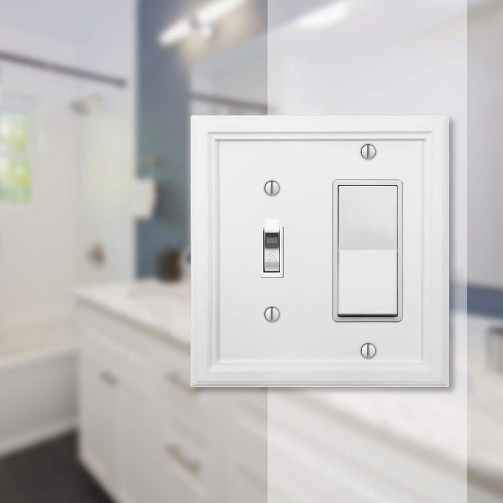 White Composite 2-Gang Toggle and Rocker Wall Plate