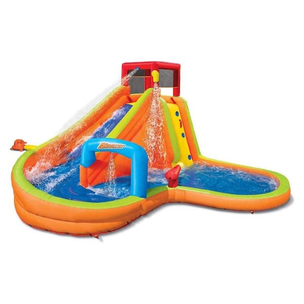 BANZAI Lazy River Inflatable Outdoor Adventure Water Park Slide and Splash Pool