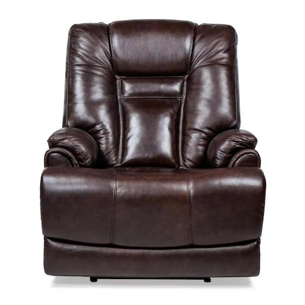 Montague Dual Power Headrest and Lumbar Support Recliner Chair in Genuine  Brown Leather