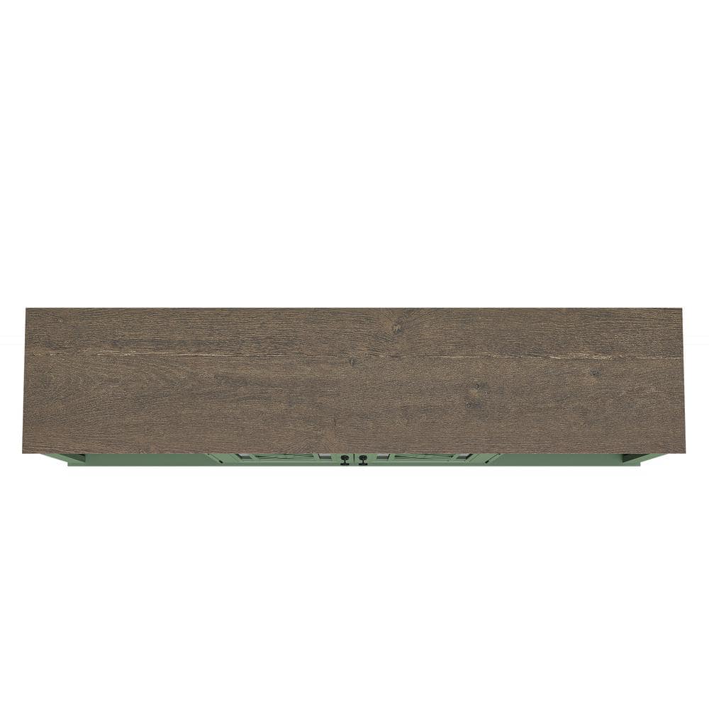 Festivo Green 70" Oak Vintage TV Stand with Cabinets