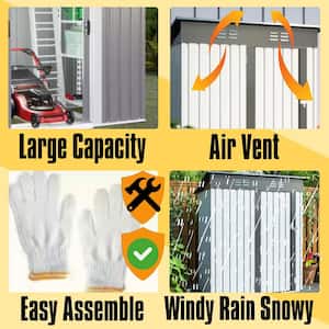 5 ft. W x 3 ft. D Outdoor Metal Storage Shed, Garden Shed with Lockable Doors (15 Sq. Ft.)