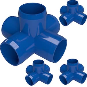 1 in. Furniture Grade PVC 5-Way Cross in Blue (4-Pack)