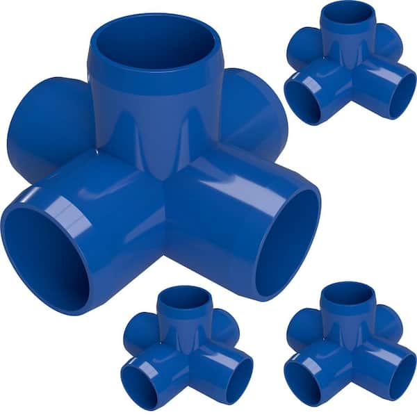 Formufit 1-1/4 in. Furniture Grade PVC 5-Way Cross in Blue (4-Pack)