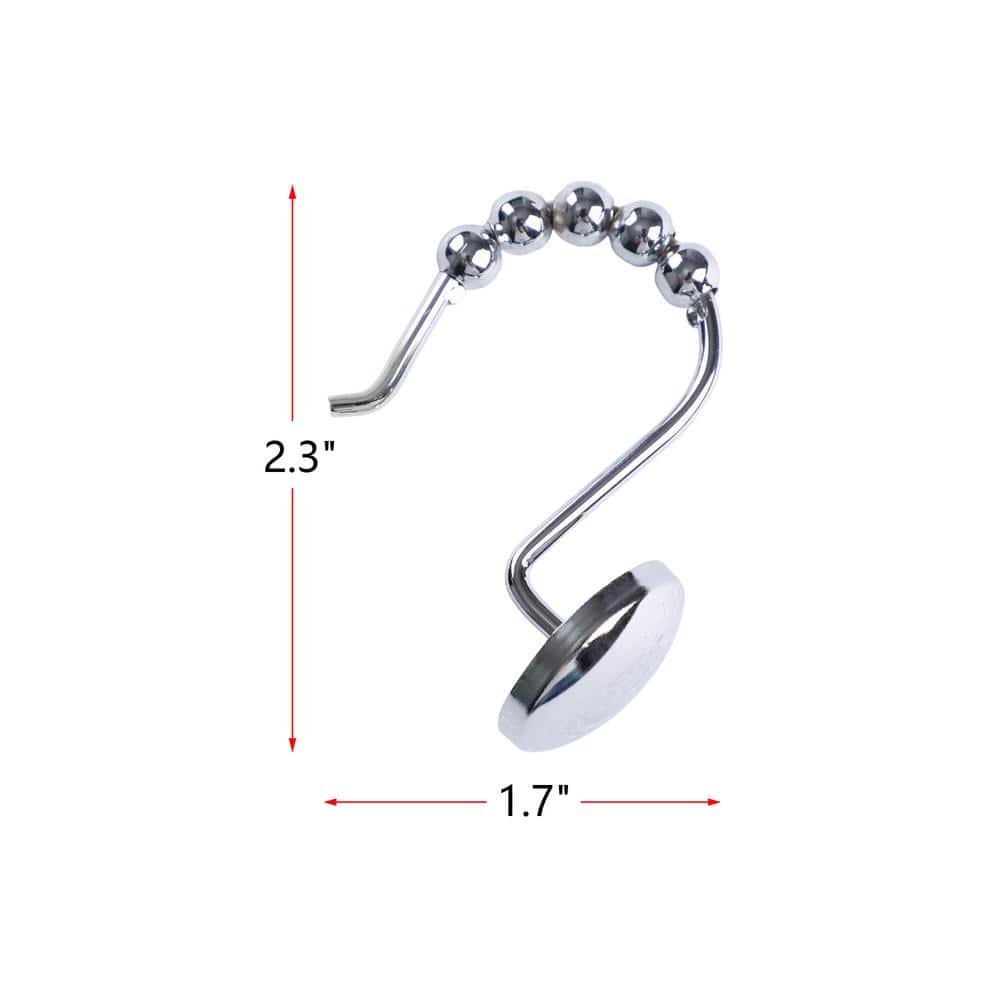 Polished Chrome Single Shower Curtain Hooks Set of 12