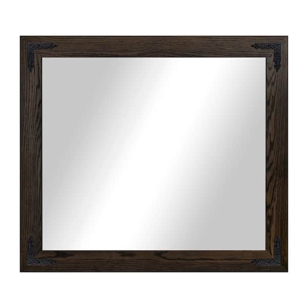 Rayne Mirrors (33 in. W x 28 in. H) Ebony Hardwood Rectangle Mirror with Decorative Corner Bracket