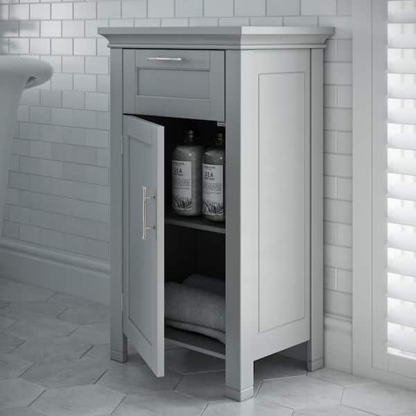Somerset 16 in. W x 30 in. H x 12 in. D Gray Linen Cabinet with Bathroom and Laundry Storage, Drawer and Shelf