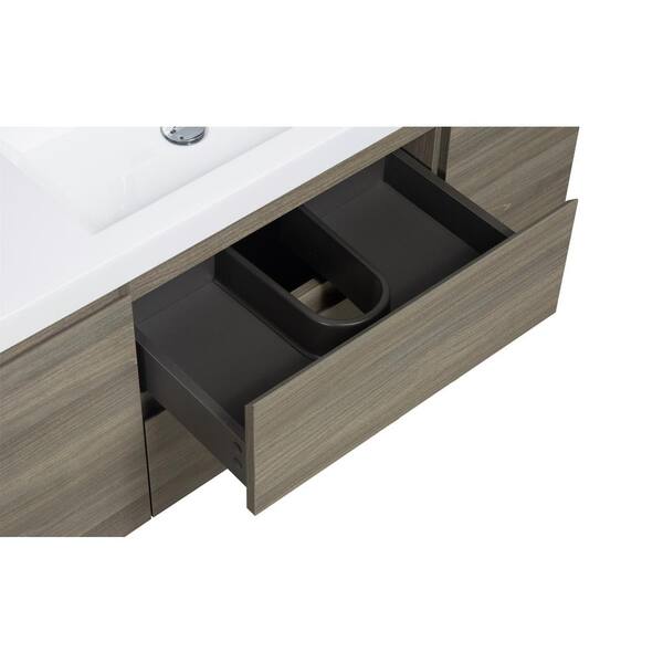 Dimakai 46.93 in. W Single Sink Wall-Mounted Ash Gray Bath Vanity