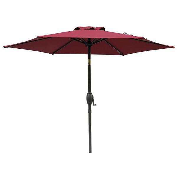 Misopily 7.5 ft. Steel Push-Up Patio Umbrella with Crank and Push Button Tilt, Water Resistant, 6 Aluminum Ribs in Red