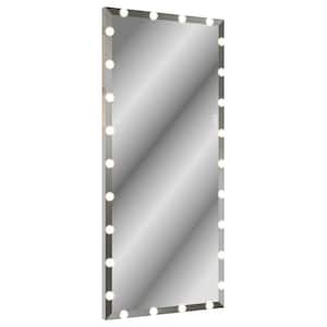 32 in. W x 72 in. H Rectangular Aluminum Framed Full Body Mirror with LED in Sliver
