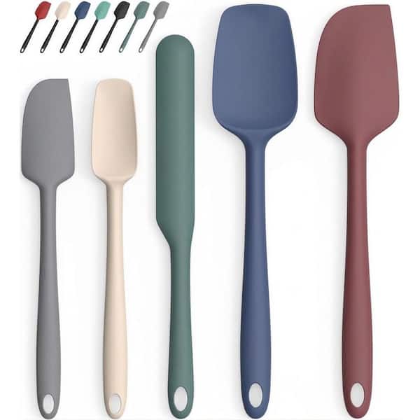 Silicone Spatula Set 5-Piece Food Grade High Heat Resistant Solid Color Flexible Kitchen Utensils Dishwasher Safe