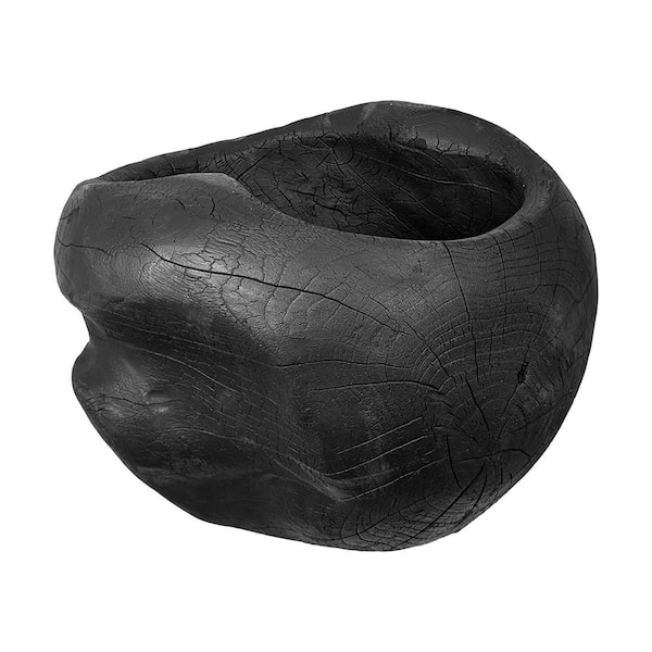 Teak Wood Bowl with Curved Design - 11.8 in .x 11.8 x 10.6 in. - Black