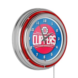 Los Angeles Clippers Red Logo Lighted Analog Neon Clock