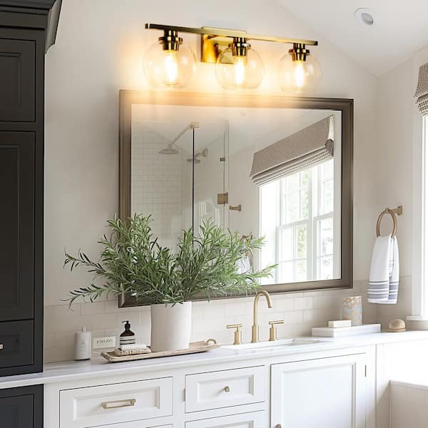 14.17 in. 2-Light Vintage Matte Black Vanity Light with Cylindrical Glass Shades, E26 Base Bathroom Fixture