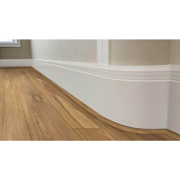 Oak Wood Grain 0.5 in. T x 0.5 in. W x 94 in. L Vinyl Flexible Shoe Molding