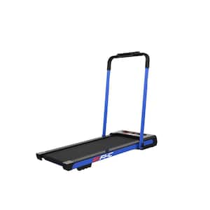 2.5 HP Blue Steel 2-in-1 Foldable Electric Treadmill with Remote Control, LCD Display and Walking Running Jogging