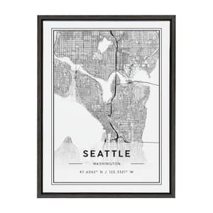 Sylvie Seattle Modern Map by Jake Goossen Framed Canvas Map Art Print 24 in. x 18 in .