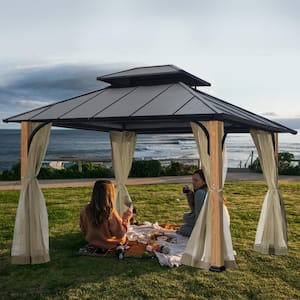 10 ft. x 12 ft. Heavy-Duty Patio Pavilion Shade And Rain Protection with Mesh