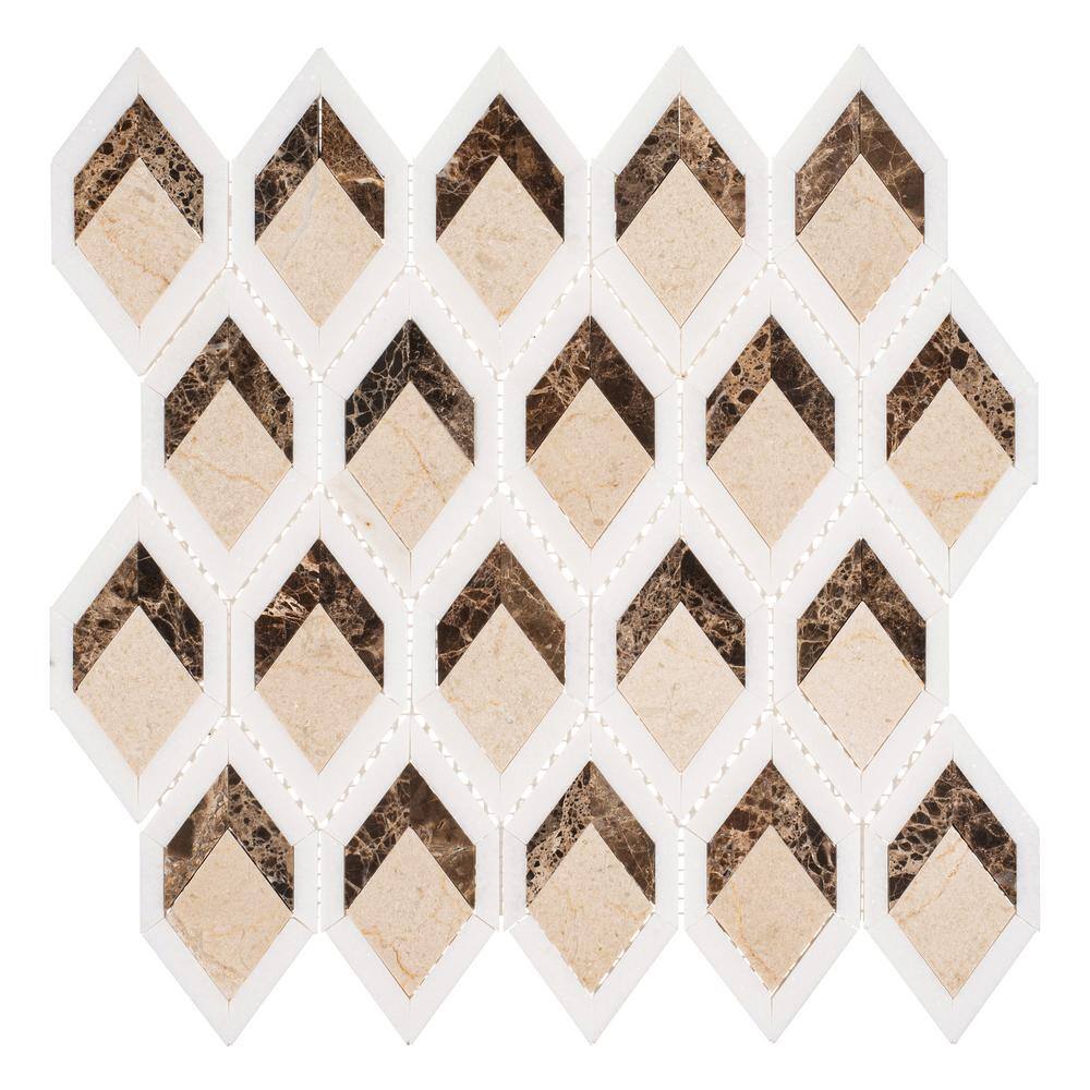 Easton Brown Diamond Patterned Marble Mosaic Tile
