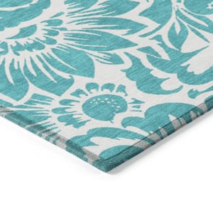 Chantille ACN551 Teal 1 ft. 8 in. x 2 ft. 6 in. Machine Washable Indoor/Outdoor Geometric Area Rug