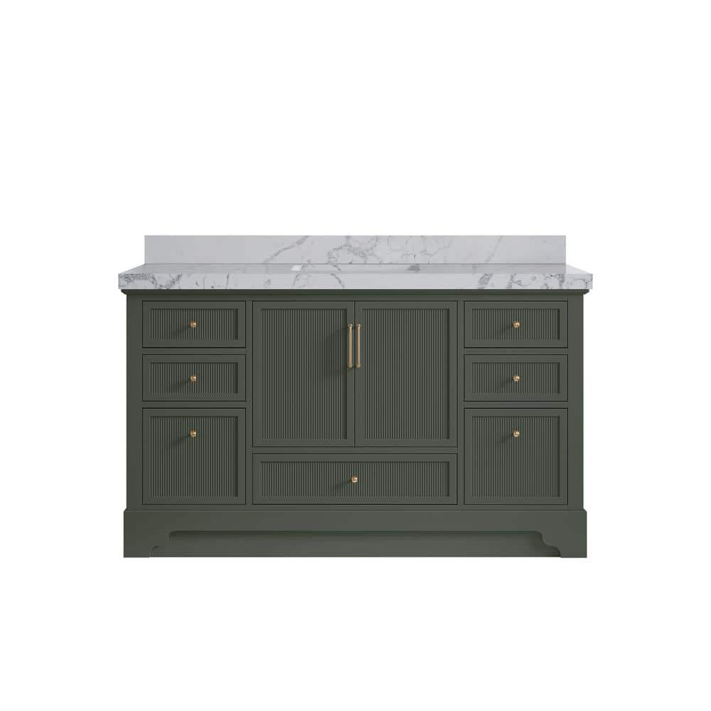 Alys 60 in. W x 22 in. D x 36 in. H Single Sink Bath Vanity in Pewter Green with 2 in. Venatino Qt. Top price history on PriceWatchPro