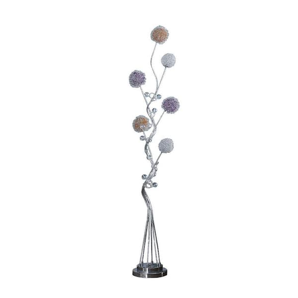 58.5 in Silver 6 Aluminum Tree Led Metal Floor Lamp