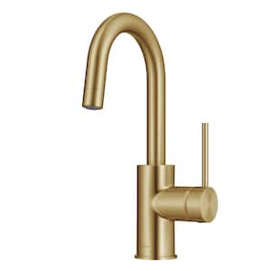Oletto Single Handle Kitchen Bar Faucet with QuickDock Top Mount Assembly in Brushed Brass