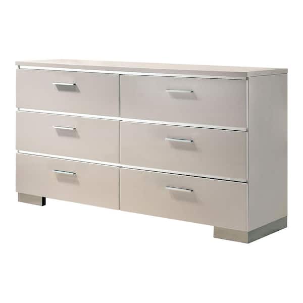 Furniture of America Tigua White Modern 6-Drawer 63 in. Dresser