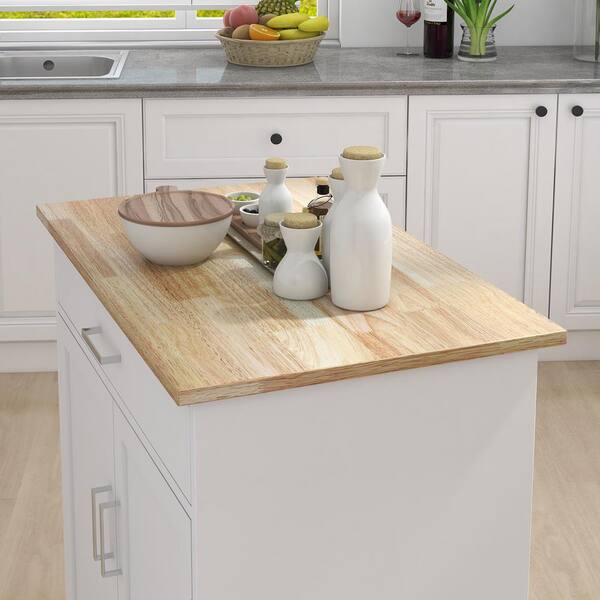 White Kitchen Island Rolling Cart With, Rustic Kitchen Island Table Benchtop