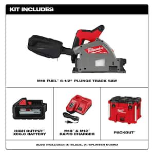 M18 FUEL 18V Li-Ion Brushless Cordless 6-1/2 in. Plunge Track Saw Kit w/55 in. Track Saw Guide Rail & Track Connector