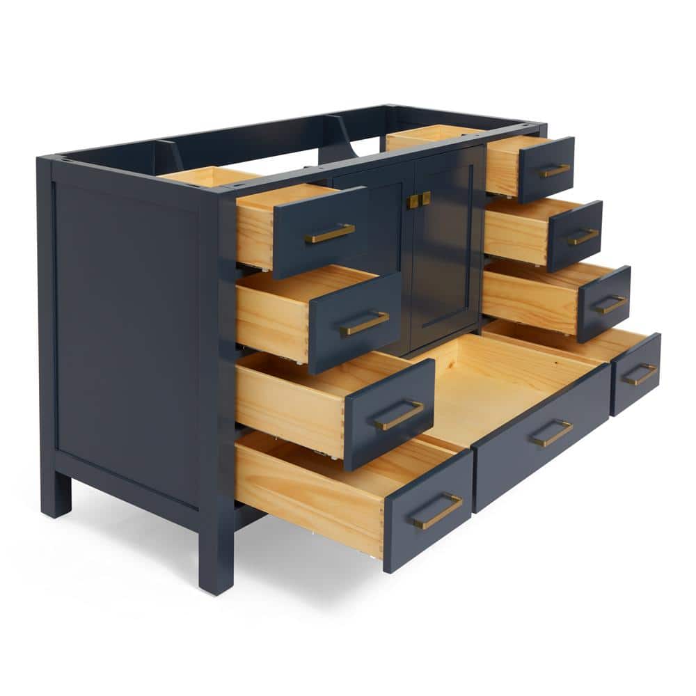 Midnight Blue 54" Solid Wood Freestanding Vanity Cabinet