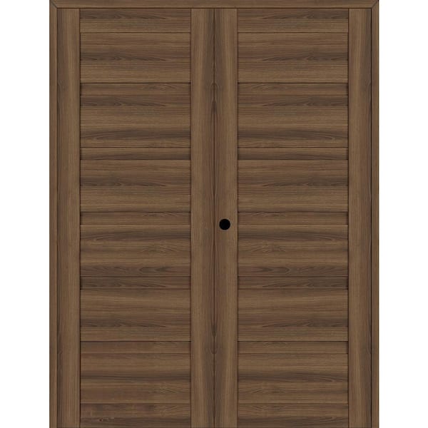 Belldinni Louver 48 in. x 83.25 in. Right Active Pecan Nutwood Wood Composite Double Prehung Interior Door