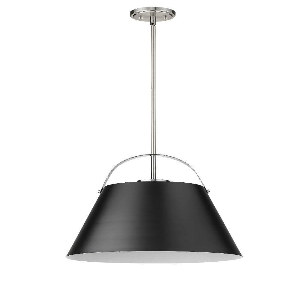Transitional 18" Matte Black & Brushed Nickel Steel Drum Pendant