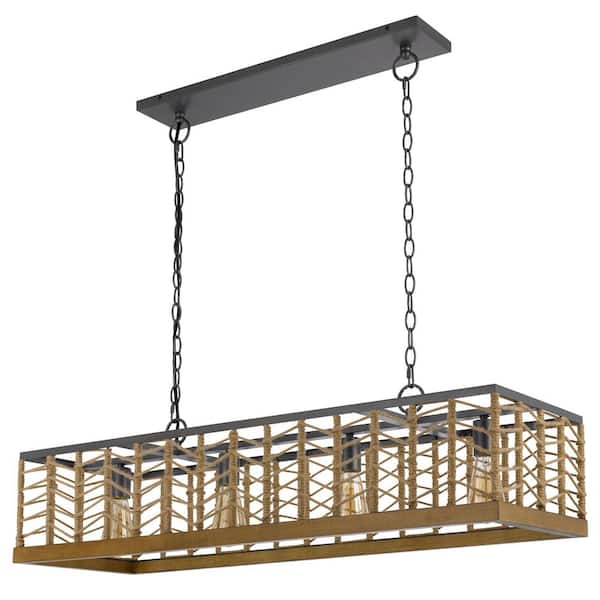 Cal Lighting Winfall 4 Light 11 Pendant Burlap Black