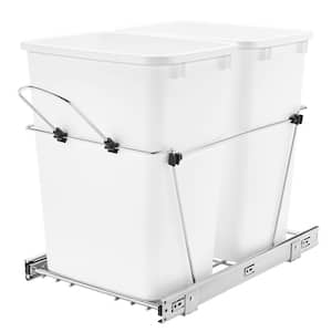 White Double Pull Out Trash Can 35 qt. for Kitchen