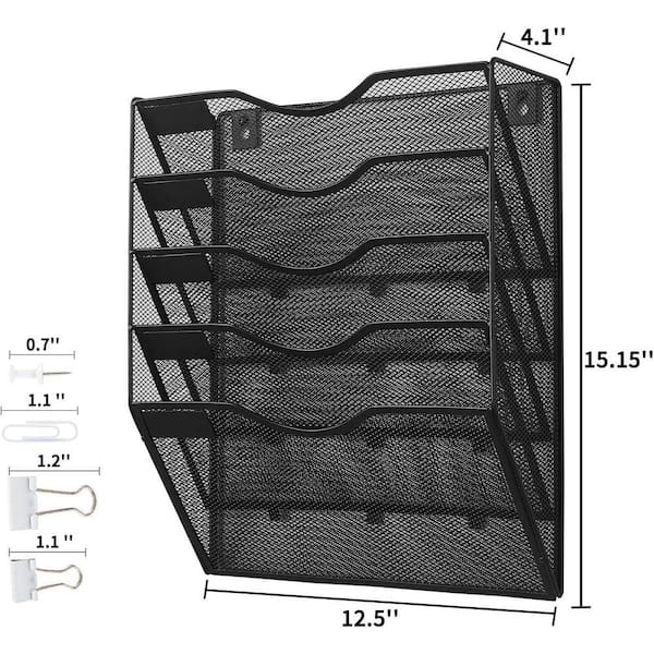 5 Pockets Mesh Wall Mounted Hanging File Folders, Mail Organizer