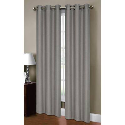 Gray Solid Grommet Room Darkening Curtain - 38 in. W x 84 in. L  (Set of 2)