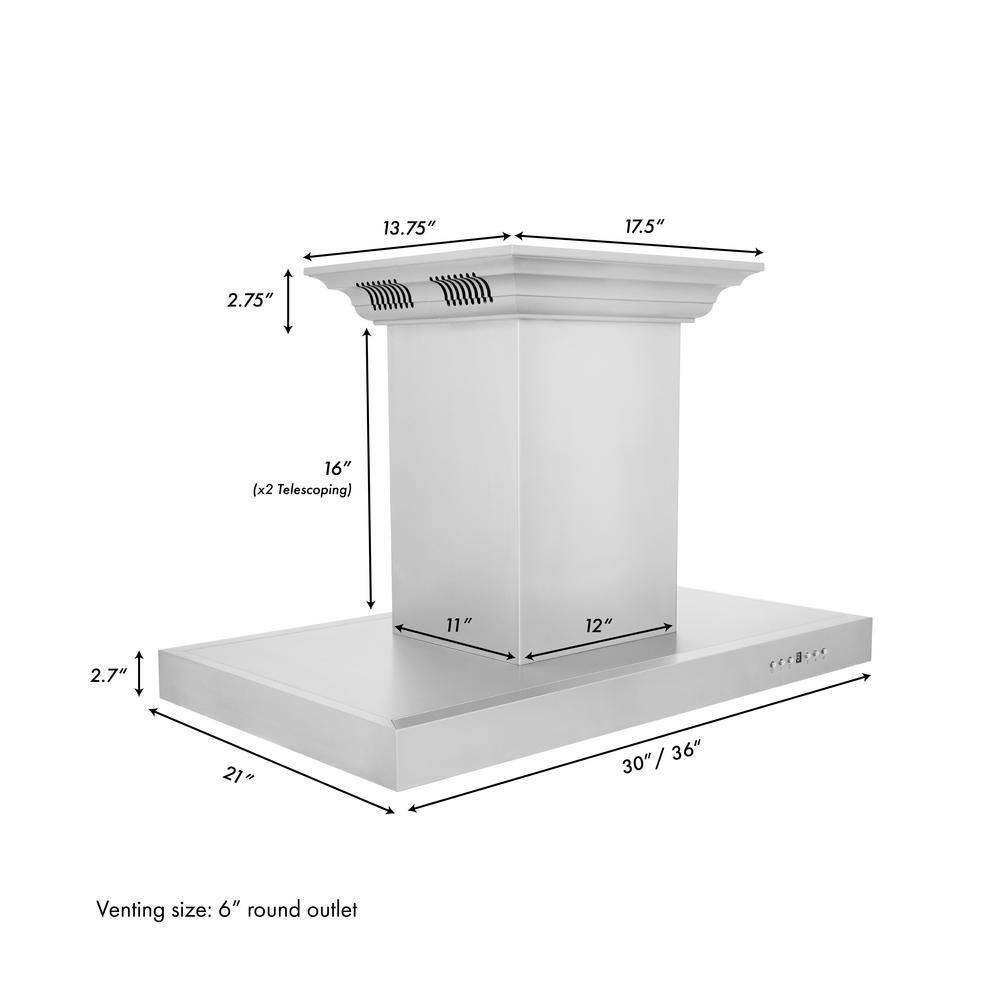 30" Stainless Steel Island Range Hood with Built-in Speakers