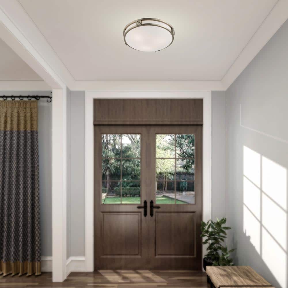 Titania Brushed Nickel 3-Light Flush Mount with Satin White Glass