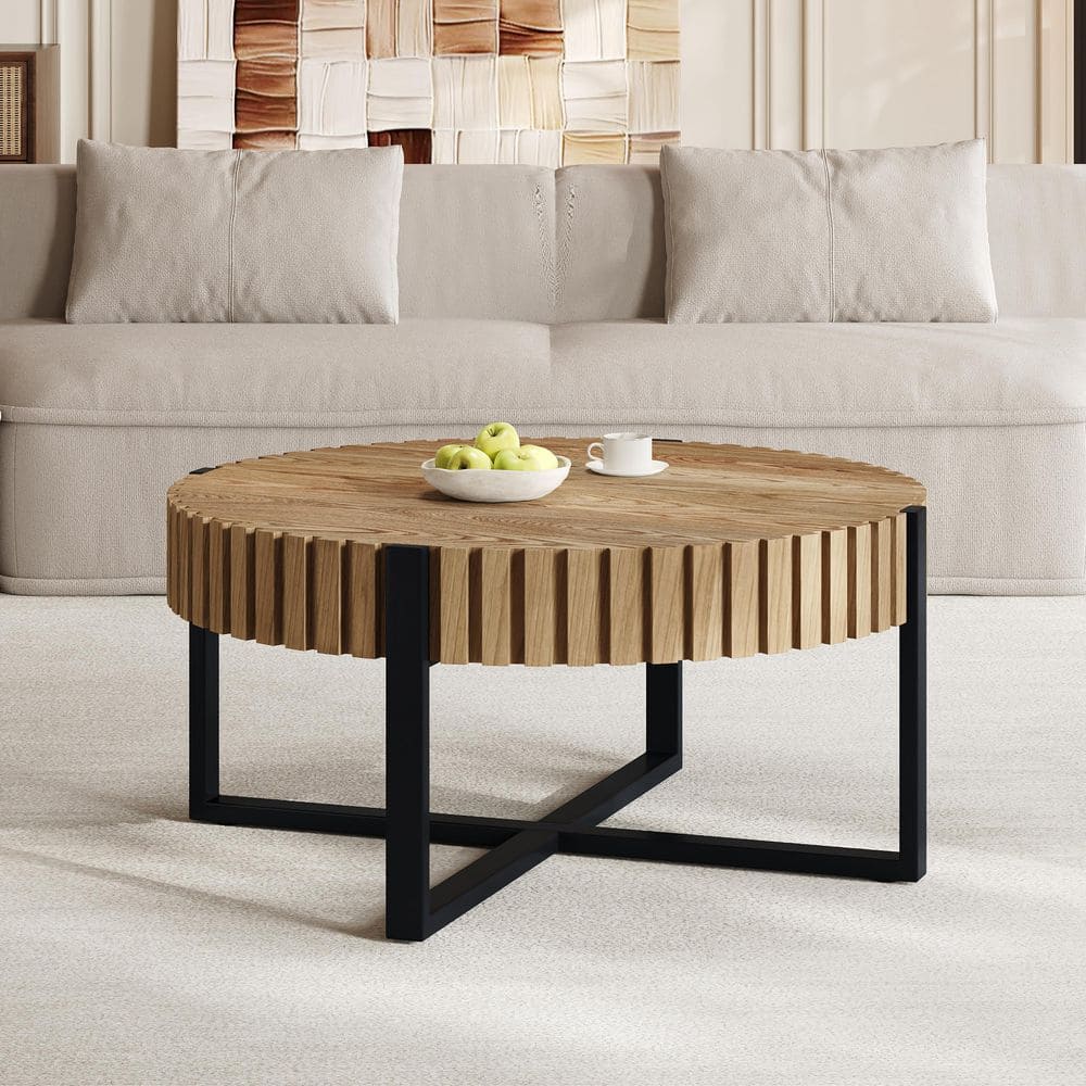 CHRISTOPHER KNIGHT HOME Joyce 32.72 in. Natural and Black Round