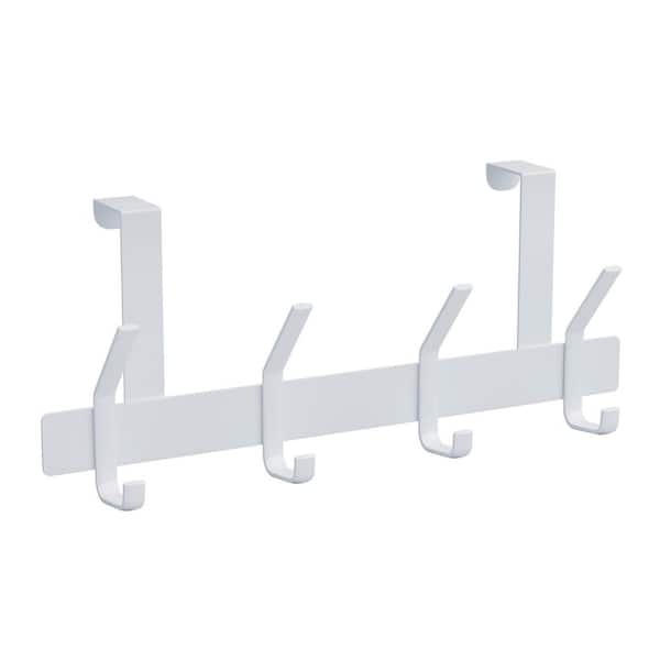 6.7 in. H x 16 in. L Steel Over the Door Hook Rack 10 lbs. Load Capacity, Pure White
