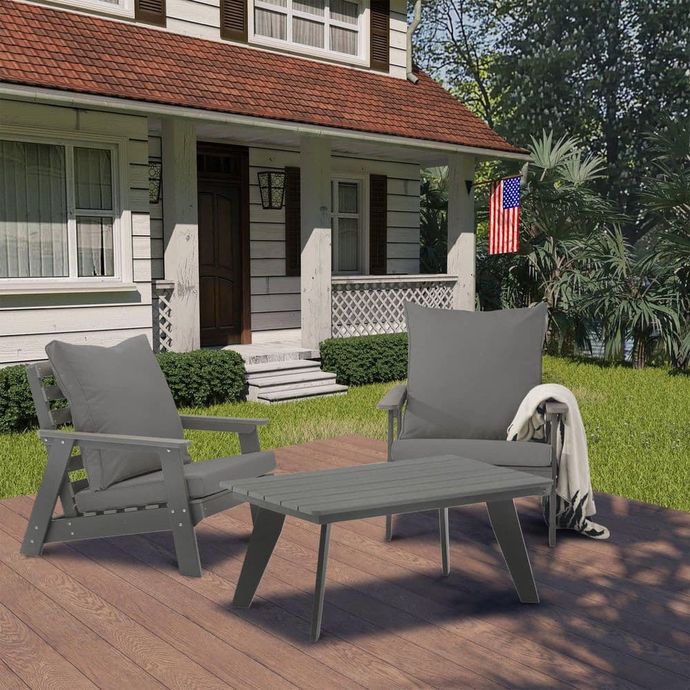Gray HIPS Outdoor Rectangular Cocktail Table with Splayed Legs
