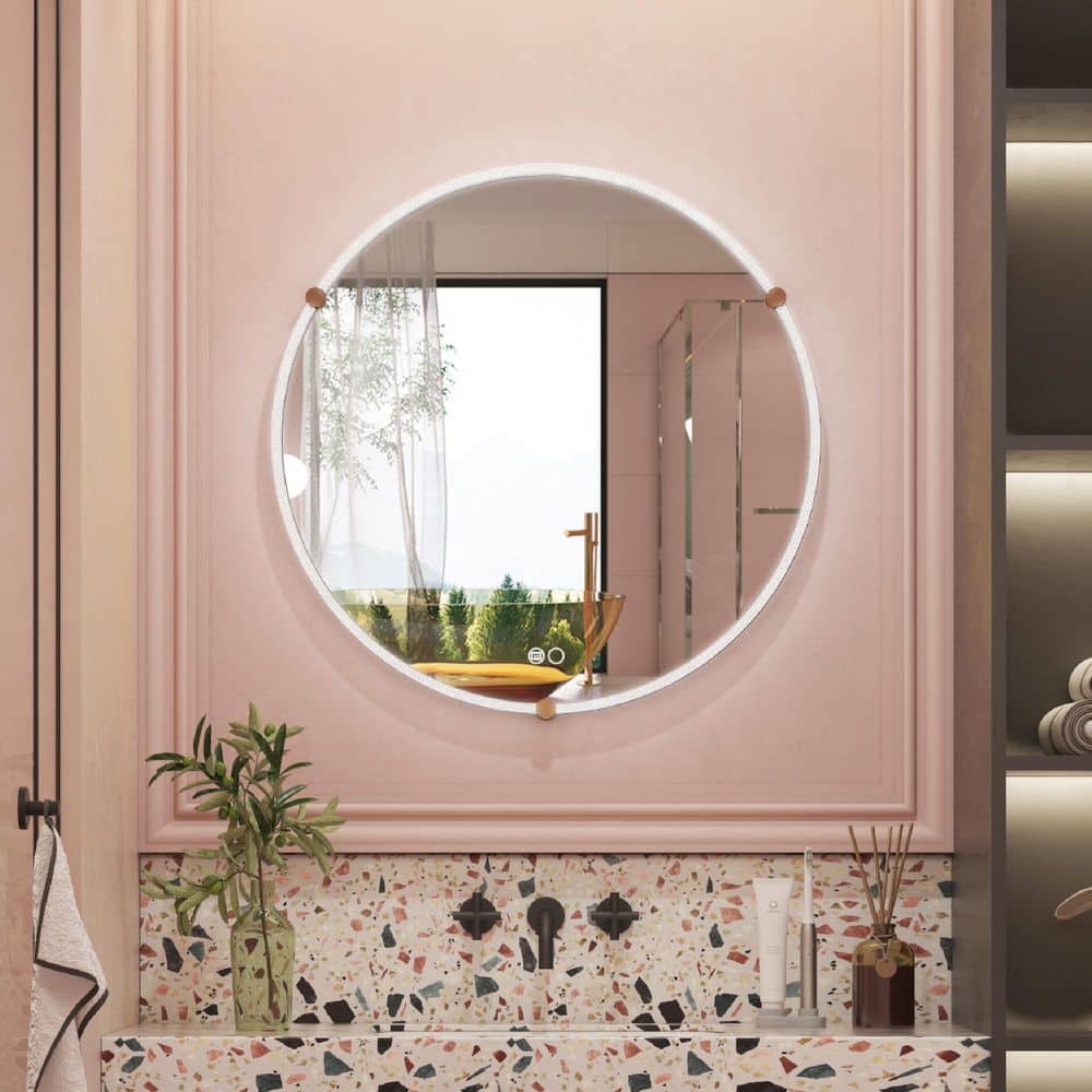 32 in. W x 32 in. H Round Framed Wall LED Bathroom Vanity Mirror in Black Dimmable Anti-Fog price history on PriceWatchPro
