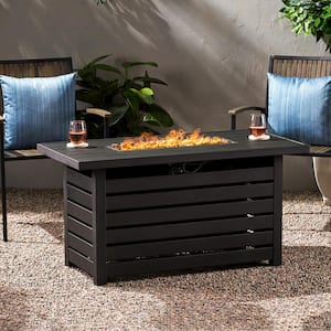 47 in. 30,000 BTU Rectangular Steel Gas Outdoor Patio Fire Pit Table in Black